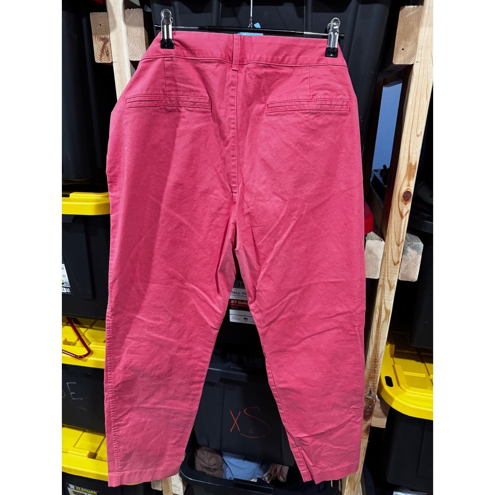 Old Navy Pixie Chino Pants Womens 14 Regular Coral Pink Mid Rise Ankle Trousers - Picture 4 of 4